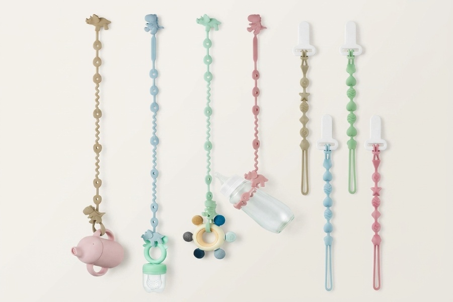 Lot de 8 Sangles pour Jouets de Bébé et Attaches-Tétines en Silicone