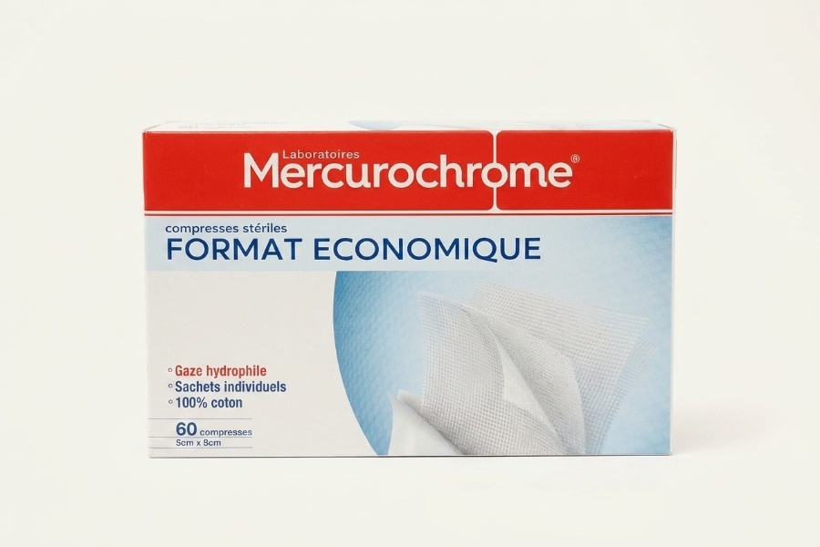 Mercurochrome Compresses stériles Mercurochrome - 60 unités : Amazon.fr: Hygiène et Santé